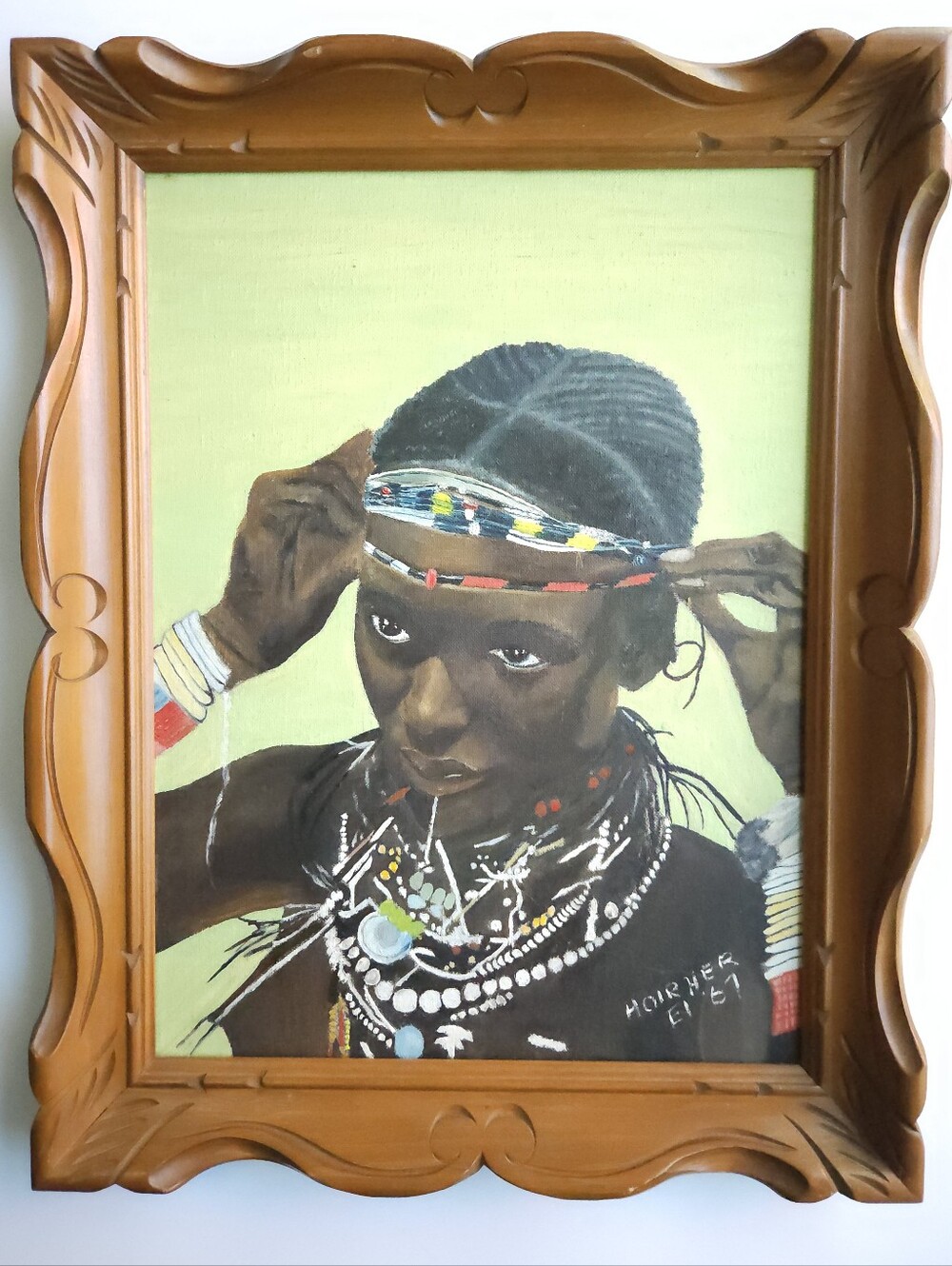 Vintage 1967 Original Oil Painting African Woman Portrait Signed Framed